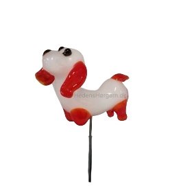 Nipsenåle med glas figur Hund rød 